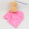 Doudou handkerchief bear BEDTIME BEAR brown pink heart green