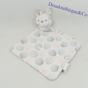 Doudou flat rabbit OBAIBI rounds pink gray silver diamond fabric 30 cm