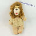 Plush vintage lion TEDDY brown jacket beige eyes plastic 27 cm