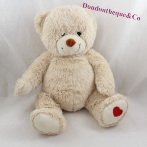 Teddy bear DUSAVV beige heart embroidered under the foot