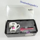 Betty Boop Kaffeeset aus schwarz-rosa Keramik Tasse und Löffel