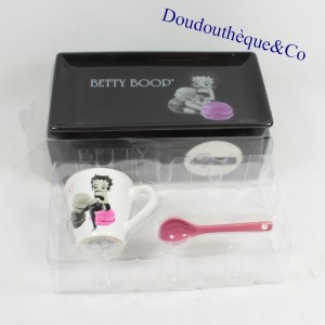 Set da caffè Betty Boop in tazza e cucchiaio in ceramica nera e rosa