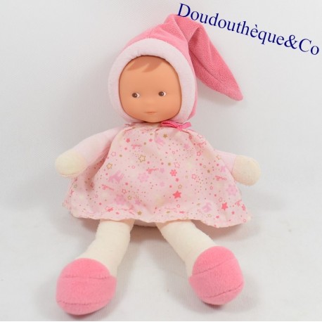 Doudou doll COROLLE Mademoiselle blackcurrant printed dress 25 cm