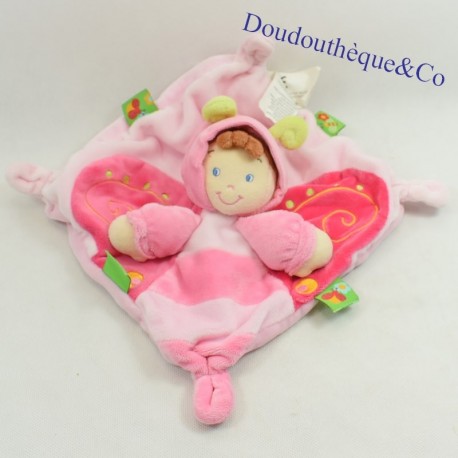 Flaches Kuscheltier Junge Schmetterling NICOTOY rosa und grün 22 cm Flaches Kuscheltier Junge Schmetterling NICOTOY rosa und grün 22 cm