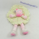 Doudou flache runde Kuh NICOTOY Kleid grün rosa Bandana Blumen 27 cm