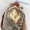 Backpack plush marmot or beaver CREATIONS DANI chiné brown