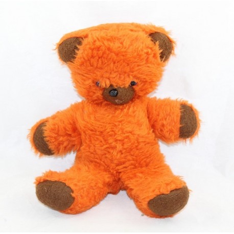 Peluche ours NOUNOURS vintage marron orange retro 25 cm