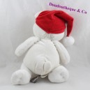 Peluche ours ORCHESTRA Noel blanc bonnet rouge