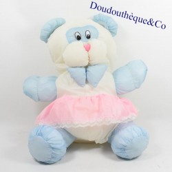 Teddy bear BIKIN Puffalump parachute canvas pink dress vintage bow tie