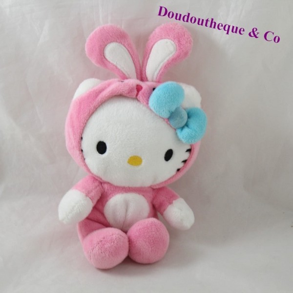 paz referir mantener Gato de peluche Hello Kitty SANRIO disfrazado de conejo rosa sentado 17 cm  ...