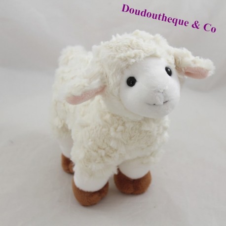 Peluche agneau SOFT FRIENDS mouton blanc marron 21 cm SOS doudou