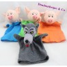 Ensemble de marionnette AU SYCOMORE Ausycomore Les 3 petits cochons et le loup