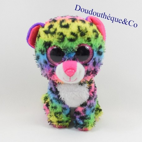 Leopardo de felpa TY JURATOYS manchas multicolores ojos grandes 15 cm