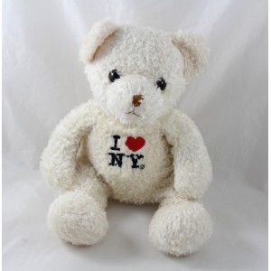 Peluche ours blanc I LOVE NY I love New York coeur rouge 30 cm
