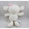 Doudou sheep H&M white knot pink satin on the head 22 cm