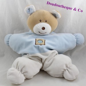 Doudou range pyjama ours AJENA bleu blanc poche dans le dos