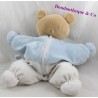 Doudou range pyjama ours AJENA bleu blanc poche dans le dos