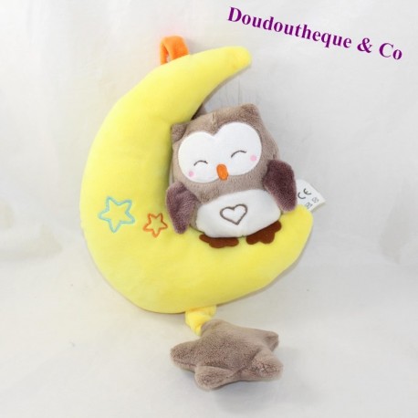 Peluche musicale hibou ZDT chouette sur la lune Peluche musicale hibou ZDT chouette sur la lune