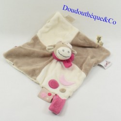Flat blanket Lola cow NOUKIE'S pink scarf brown and beige 28 cm