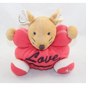 Peluche souris KALOO Sweet Life Love medium rouge marron 18 cm