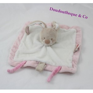 Doudou flaches Kaninchen NATTOU Les Rigolos Puppe rosa weiß