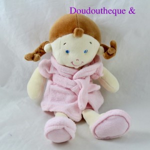 Doudou Mädchen KINDERWÖRTER Leclerc Puppe Bademantel rosa