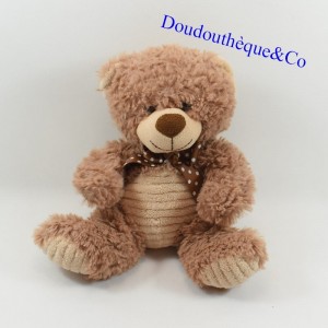 Teddy bear MAX & SAX brown knot at his neck 20 cm