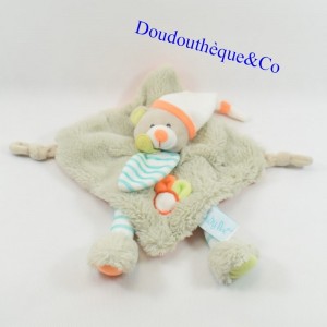 Doudou flat bear BABY NAT' Oscar the orange gray teddy bear BN020