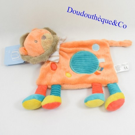 Doudou flacher Löwe SIMBA TOYS Bandanas gestreift orange blau Kreis 23 cm NEU Doudou flacher Löwe SIMBA TOYS Bandanas gestreift orange blau Kreis 23 cm NEU