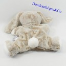 Doudou Puppe Kaninchen TEX BABY grau taupe weiß meliert lange Haare Carrefour 24 cm