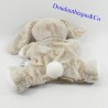Doudou Puppe Kaninchen TEX BABY grau taupe weiß meliert lange Haare Carrefour 24 cm