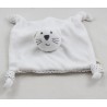 Doudou gatto piatto BOUT'CHOU Monoprix bianco grigio stelle 4 nodi 22 cm
