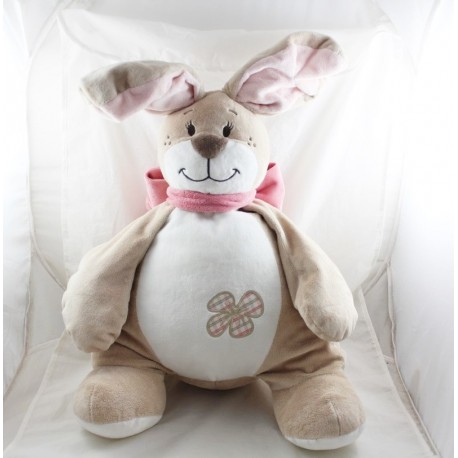 Peluche XXL Oscarine coniglio NOUKIE'S Oscarine e Léontine rosa beige fiore 60 cm