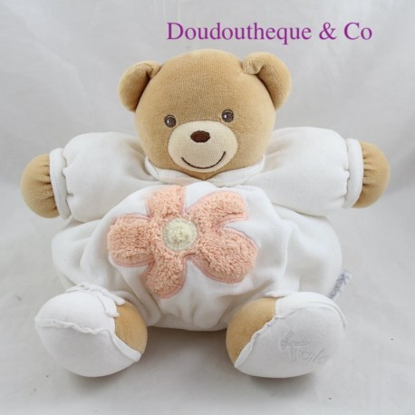 Doudou patapouf bear KALOO flower salmon