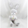 Coniglio di peluche musicale PAROLE DEI BAMBINI stelle grigio bianco 29 cm