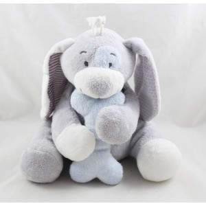 Peluche chien musicale NOUKIE'S Arthur et Merlin bleu et gris os bleu 20 cm