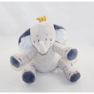 Peluche musicale Bao éléphant NOUKIE'S Bao & Wapi éléphant bleu beige 20 cm