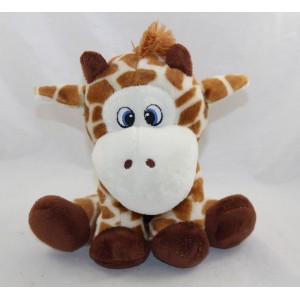 Peluche girafe ZEEMAN yeux bleus tâches marron beige 20 cm