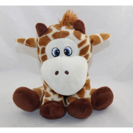 Plush giraffe ZEEMAN blue eyes spots brown beige 20 cm