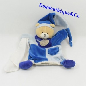 Doudou burattino orso DOUDOU AND COMPANY fazzoletto blu 25 cm