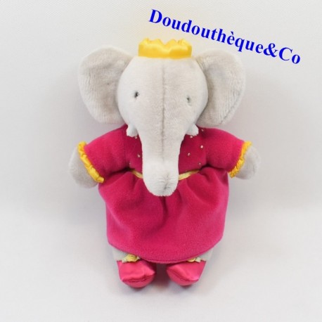 Plush elephant Celestial IDEAL Babar pink dress 23 cm
