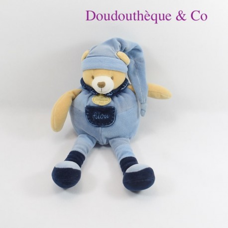 Peluche ours DOUDOU ET COMPAGNIE Filou bleu 30 cm