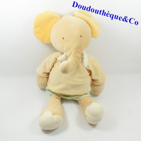 Plüsch XXL Elefant MOULIN ROTY Les Loustics Glocke und grüne Shorts 60 cm Plüsch XXL Elefant MOULIN ROTY Les Loustics Glocke und grüne Shorts 60 cm