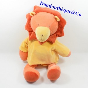 Peluche XXL lion MOULIN ROTY Les Loustics grelot et habit orange 60 cm