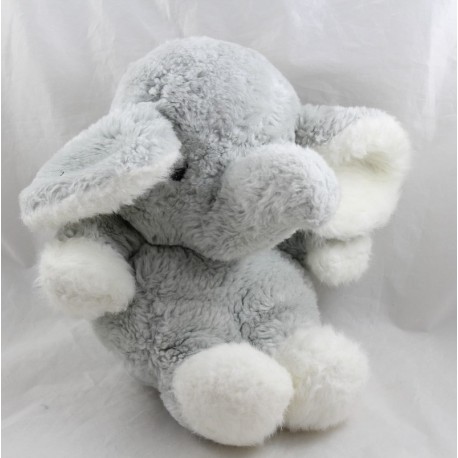 Plüschelefant AJENA Vintage grau weiß alt 26 cm