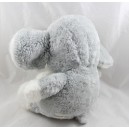 Peluche éléphant AJENA vintage gris blanc ancien 26 cm