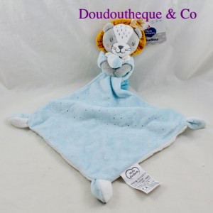 Doudou handkerchief lion CHILDREN'S WORDS silver blue