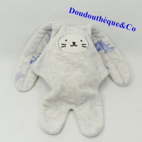 Doudou doppelseitiges Kaninchen CATIMINI graues Nilpferd blau 35 cm