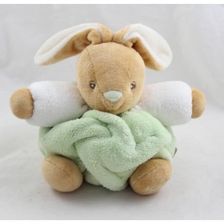 Doudou ball rabbit KALOO Feather green patapouf medium 18 cm