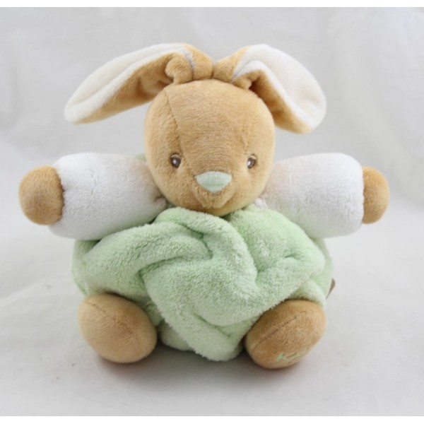Doudou ball rabbit KALOO Feather green patapouf medium 18 cm - SOS do...